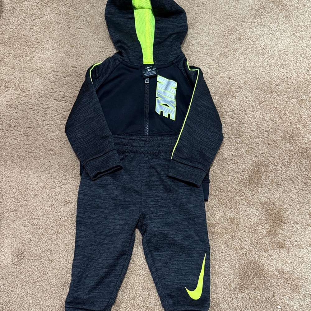 Baby Nike Black and Neon Yellow Tracksuit